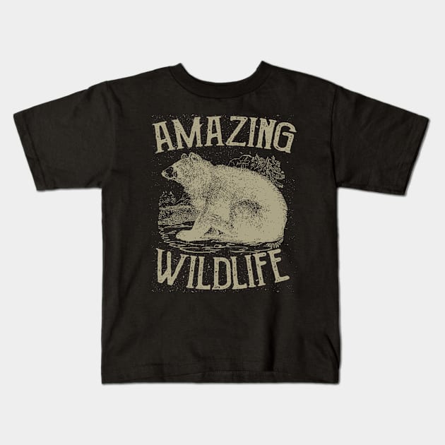 Grizzly Bear Wildlife Kids T-Shirt by JakeRhodes